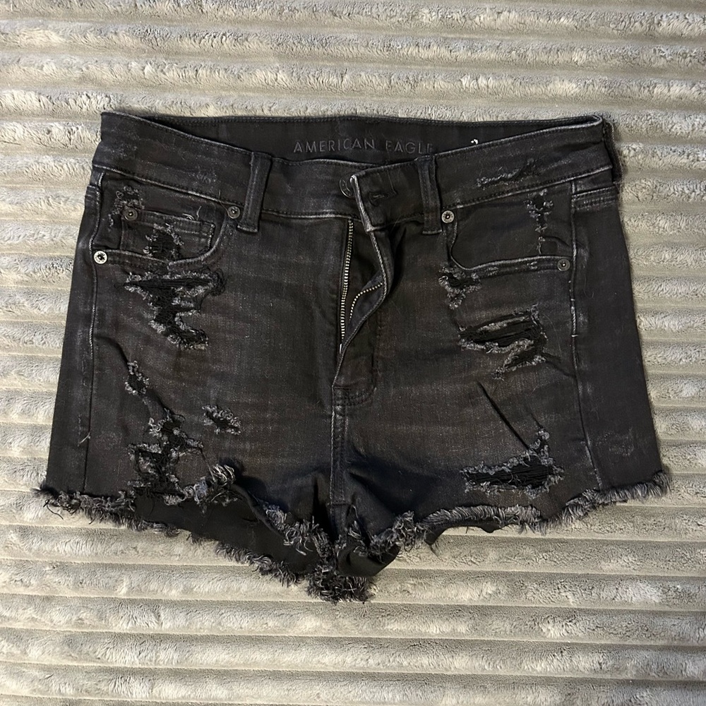 American Eagle Outfitters Black Distressed Women's Shorts
